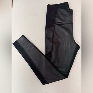Athleta Gleam Chaturanga to Town faux-leather tights in black Small